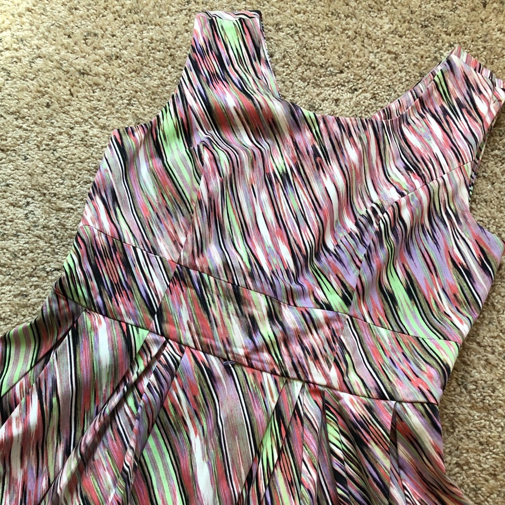 Calvin Klein Fitted & Flared Purple Multi Dress